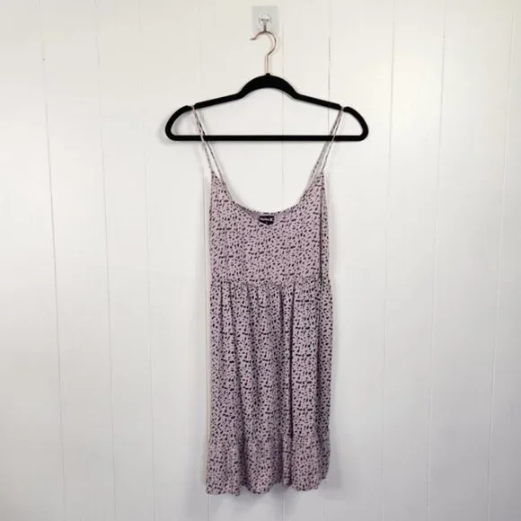 Hurley Purple Sleeveless Babydoll Mini Dress Summer Sundress Leopard Print - Picture 2 of 9